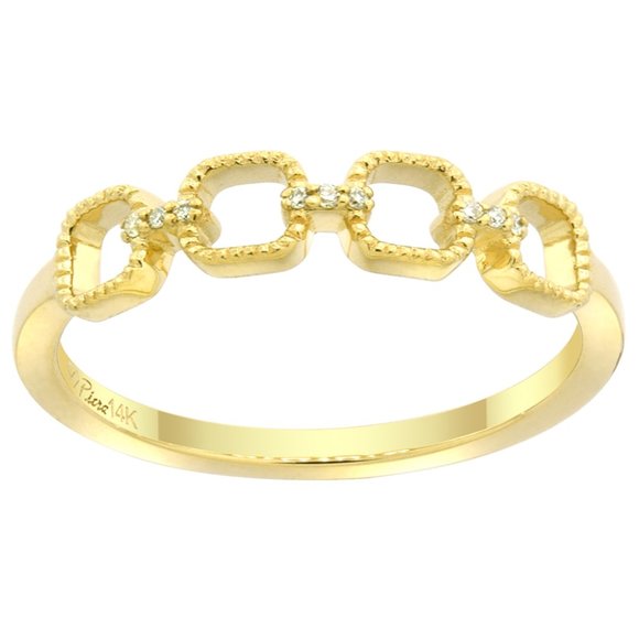 14k Gold Chain Link Ring for Women and Girls Diamond Ring